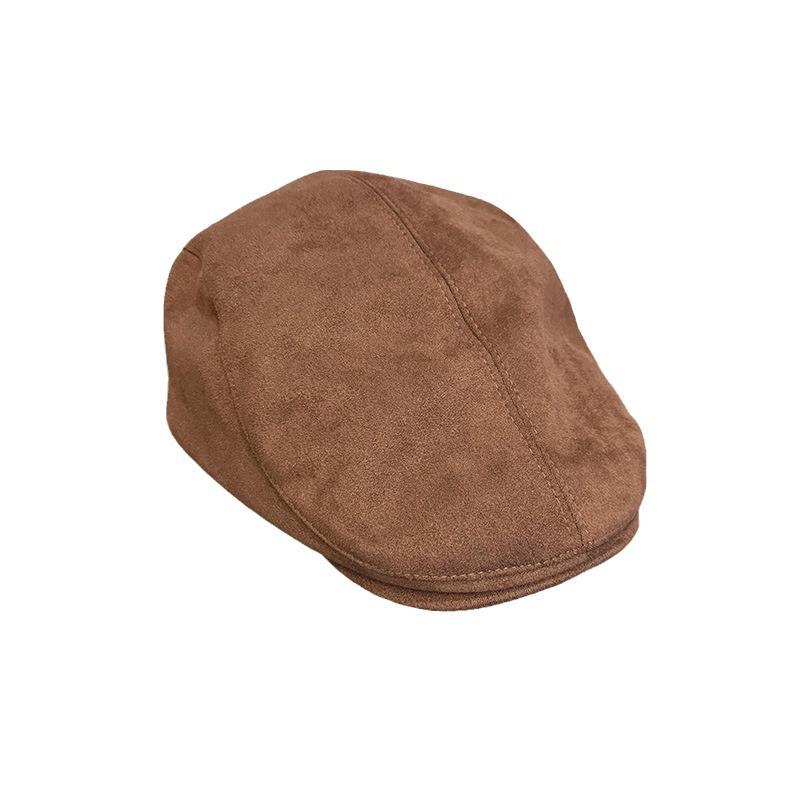 Solid color simple suede forward hat children autumn and winter casual versatile face small retro anti-duck hat