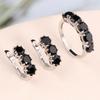 Bolaijewelry Серьги-кольца из стерлингового серебра 925 пробы, классический дизайн, натуральная черная шпинель, комплект ювелирных изделий для женщин, повседневная одежда, прекрасные подарки
