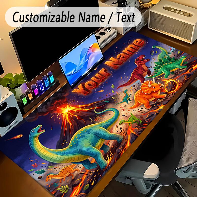 Dinosaur Theme Personalized Mouse Pad Custom Name Text Non Slip Desk Pad For Laptop Office Desktop