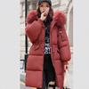 Women's Long Down-Cotton Parka Jacket – Bread-Style Coat, Padded Jacket with Large Fur Collar & Thickened Version Padded Outerwear