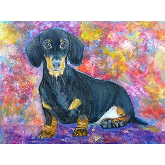 DIY 5D Алмазная картина Собака Милый питомец Вышивка крестом Алмазная вышивка Животное Мозаика Полный дрель Круглый