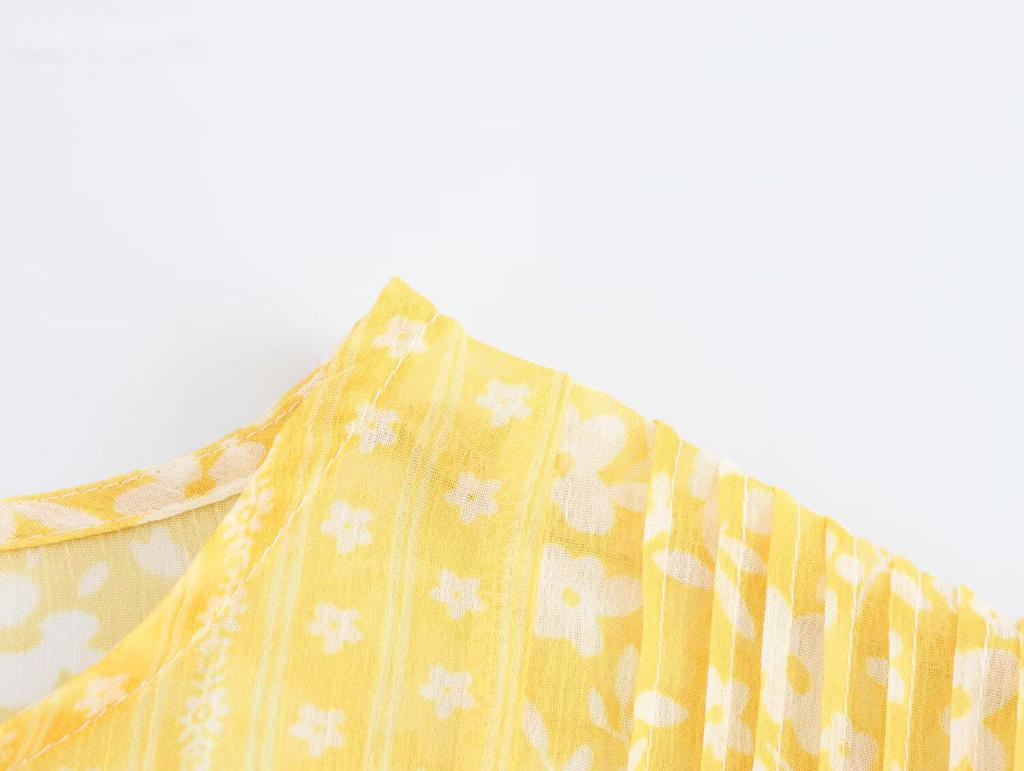 2025 Spring Women's European & American Style Floral Chiffon Long Sleeve Dress