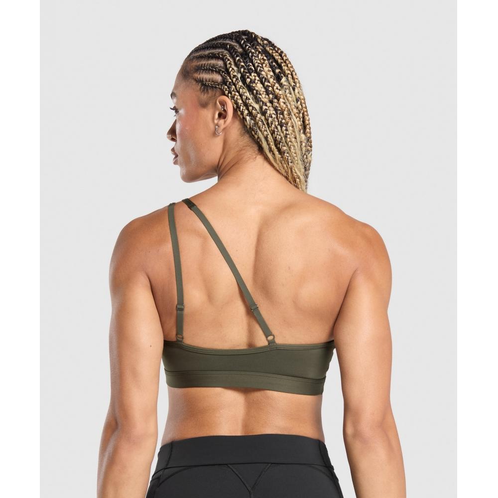 Gymshark Спортивный бюстгальтер на одно плечо, утяжеленный, зеленый B8a5y Ecrv