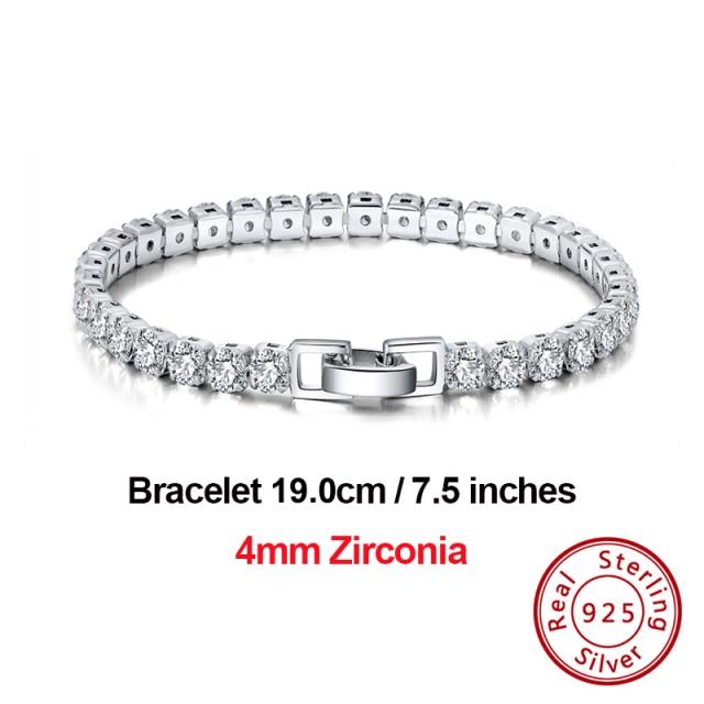 4mm Round Cut Tennis Bracelet In 925 Sterling Silver White Gold Woman Men Bracelets Bangle Jewelry Hand Chain Sb94