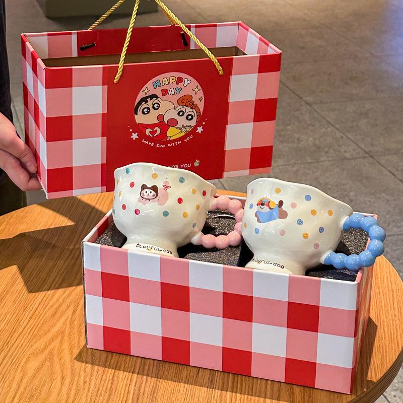 Милая парная подарочная коробка с чашками, стеклянная чашка для воды высокой ценности, свадебный подарок с высоким чувством, подарок на день рождения