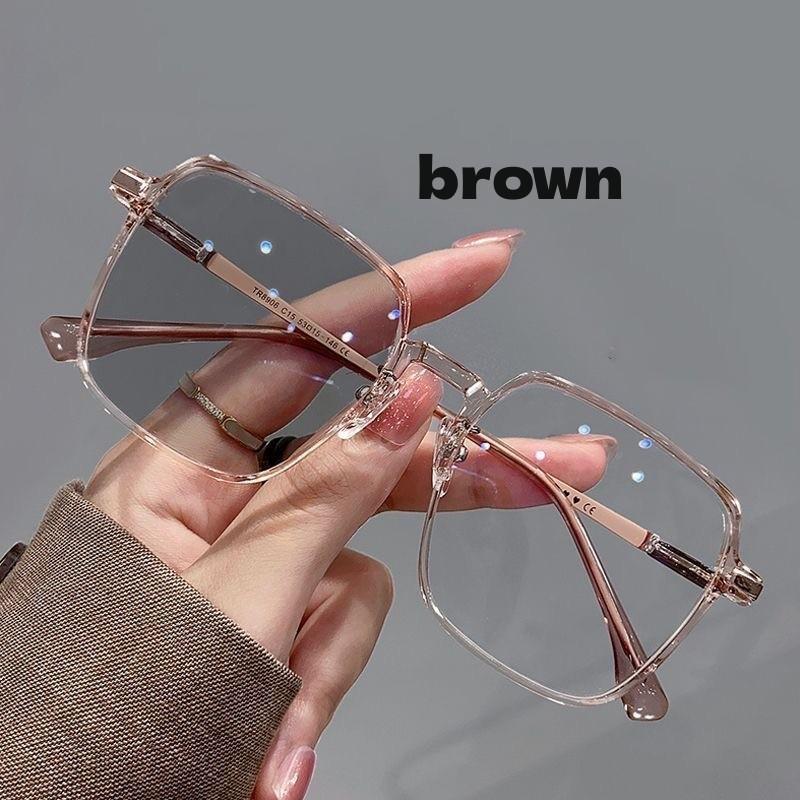 Photochromic Anti Radiation Glasses Square Sun Shades Women Men Glasses Frame Replaceable Lens Anti Blue Light Fashion Eyewear