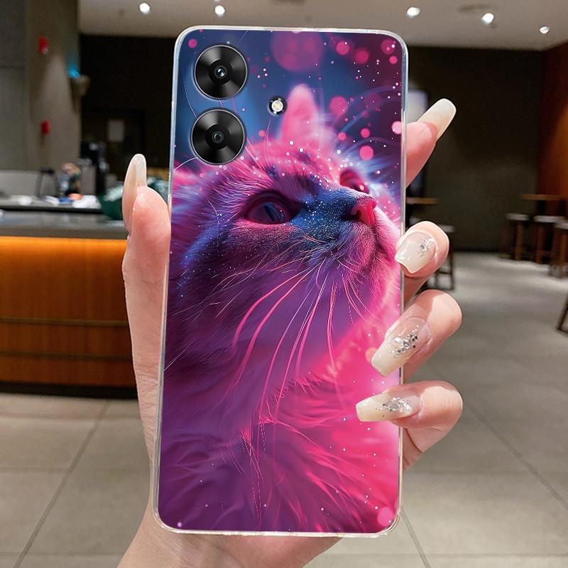 Чехол для Realme Note 60 60X Эстетичный Модный Милый Кот Прозрачный Мягкий Силиконовый Чехол Для Realme Note60 X Note60X Чехол для Телефона