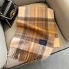 Classic 100 Wool Plaid Brown Scarf Unisex Couple Autumn and Winter Scarf Shawl