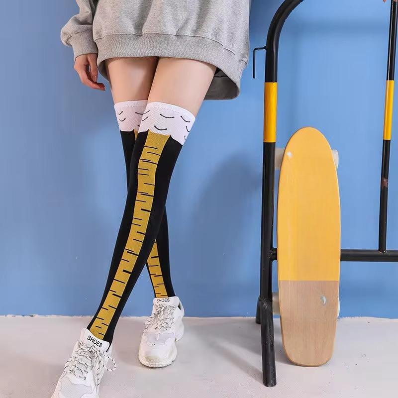 Модные женские носки с куриными лапками длиной до колена, забавные персонализированные куриные лапки, подарки на день рождения, спортивные носки