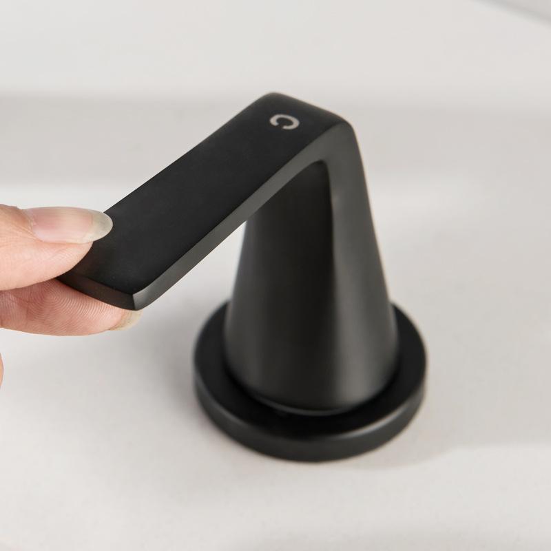 Dumb Black Double Handle Three Hole Waterfall Bathroom Basin Tap Mix Hot And Cold Water Wash Table Basin Faucet Sink Faucet