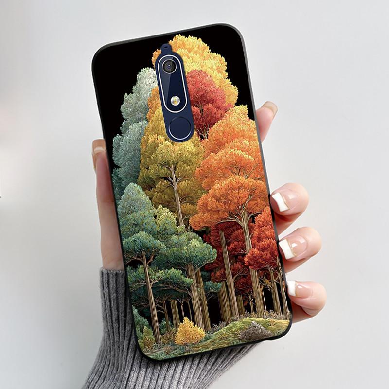 Чехол Для Nokia 5.1 6.1 Эстетичный Роскошный Милый Крутой Мальчики Девочки Мягкий силикон Чехол для телефона Задняя крышка Черный Матовый Защитный чехол