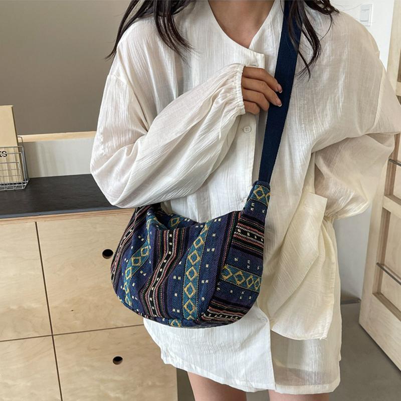 Сумка через плечо в племенном стиле, складная, кроссбоди, на молнии, в полоску, сумка-хобо кроссбоди для женщин, повседневная сумочка CLE