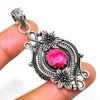 Ruby(Simulated) Gemstone 925 Silver Plated Handmade Jewelry Pendant 2.27"