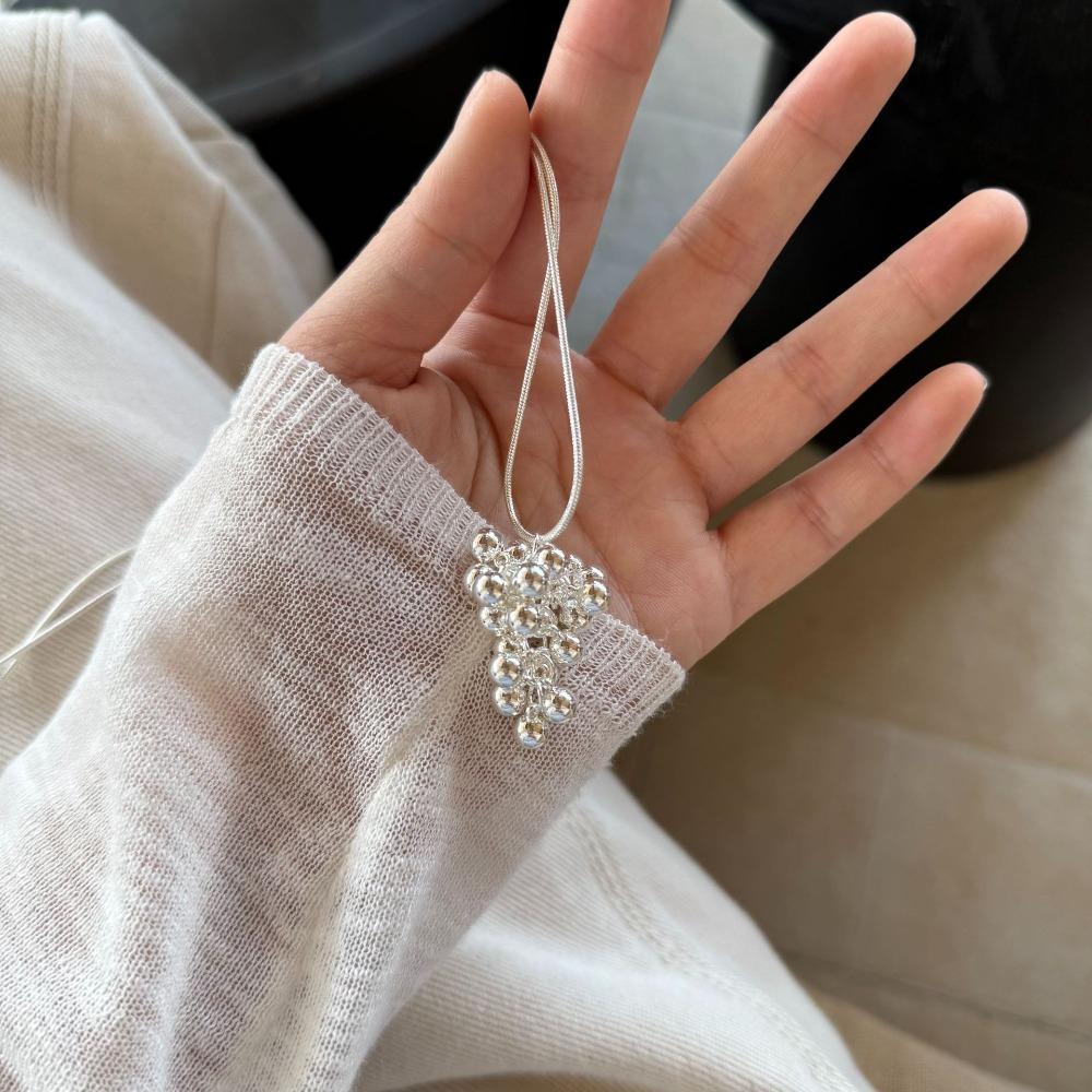 Jewelry Grape Cluster Necklace Silver Pearl Grape Sweater Chain Grapes Pendant Necklace  Gift