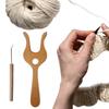 Wood Knitting Fork with Hook Hand Cut Lucet Cord Braiding Fork DIY Weaving Craft Tool for Crochet Drawstring And Scarves Making