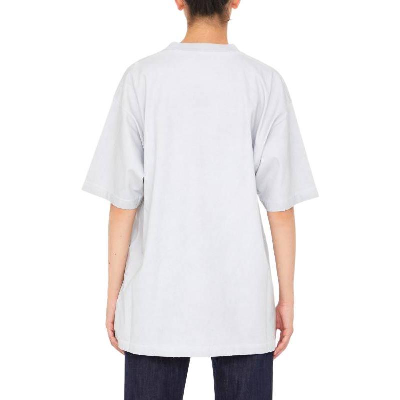 Balenciaga Drop Shoulder Sleeve T Shirt Women's Light Gray Regular Fit 641655TMVH89012