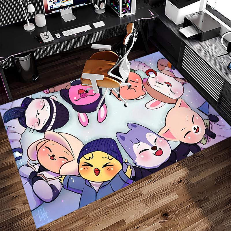 1pc Kpop Print Area Rug - Soft, Washable Non-Slip Indoor Mat for Office Chairs, Living Room, Home Office Decorative Rug