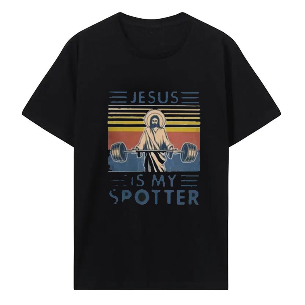 Hallowed Be Thy Gains Funny Muscle Jesus Weight Lifting Work Out Humor T-shirt Leisure Comfortable Clothes for Men Tops 51107