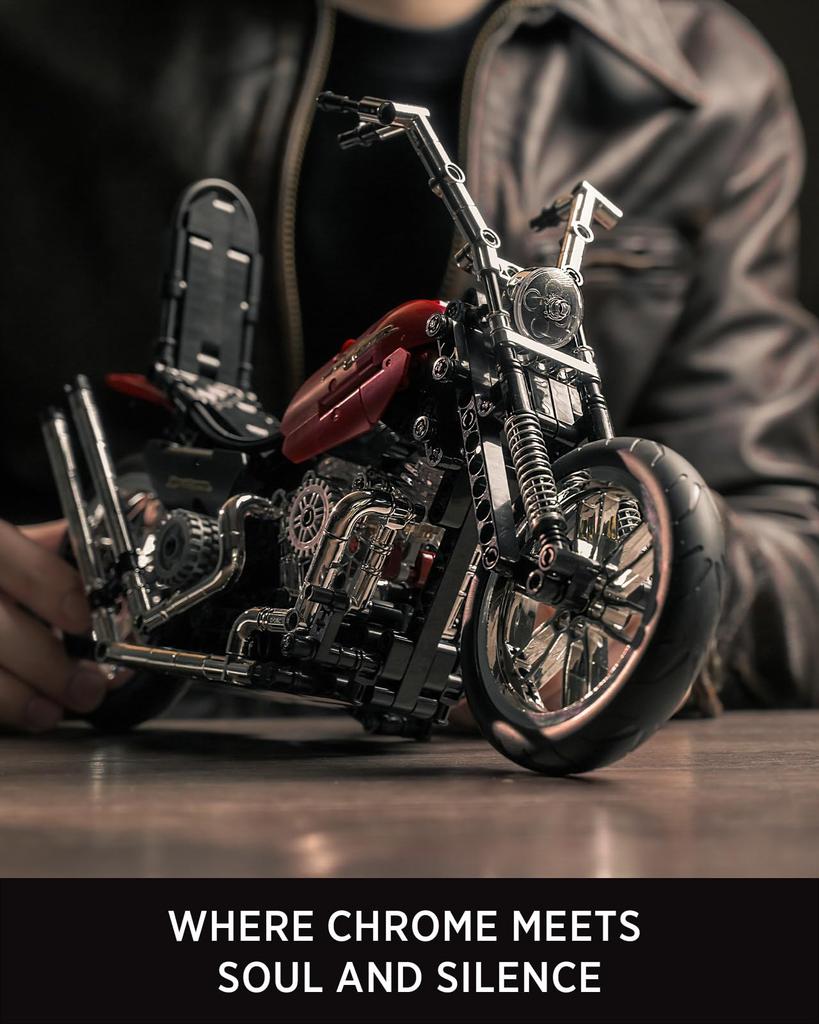 Конструктор Nifeliz Чоппер, Конструктор транспортного средства для взрослых, Модель игрушки для декора офиса/дома, Подарок для фаната мотоциклов, Подарок на день рождения (572 штуки,