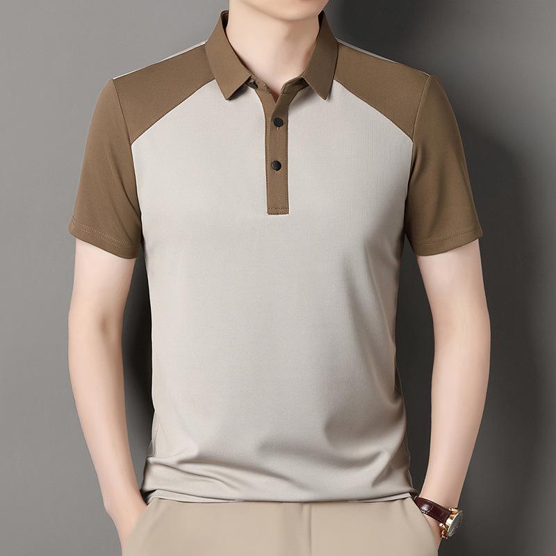 Рубашка поло мужская Splicing Craft Business Casual контрастного цвета из хлопка, мягкая дышащая футболка с короткими рукавами