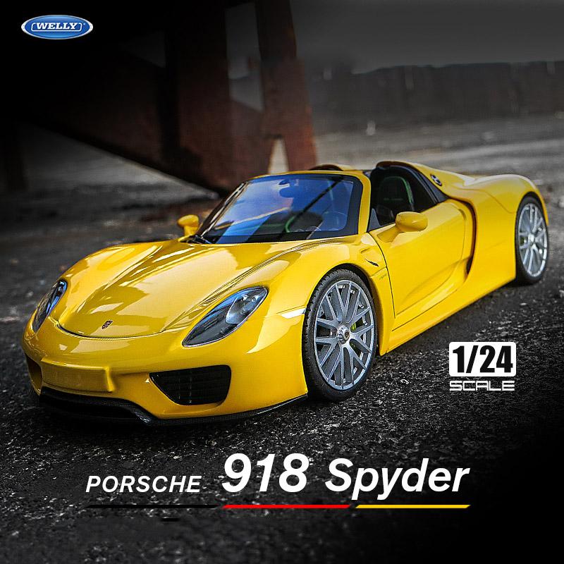 AABKP1 WELLY 1:24 Porsche 918 Spyder Alloy Sports Car Model Diecasts Metal Toy Vehicles Car Model Simulation Collection Childrens Gifts