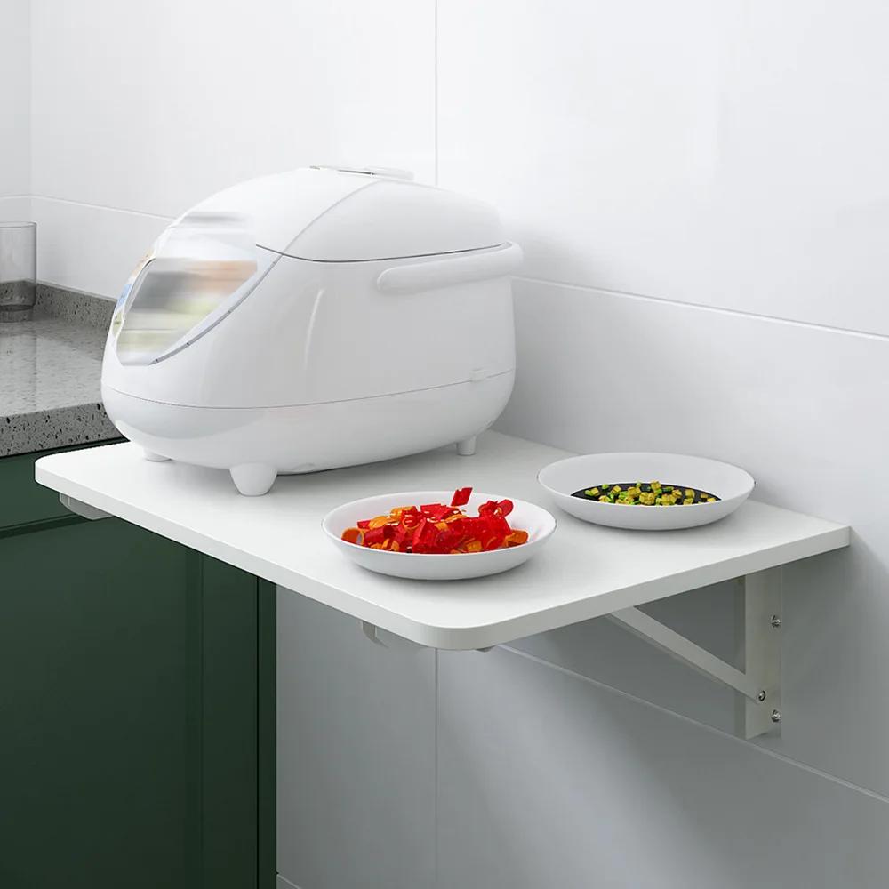 Белый настенный складной стол - Грузоподъемность 44,09 фунта, 60*40 см - Компактный органайзер для хранения для спальни, кухни