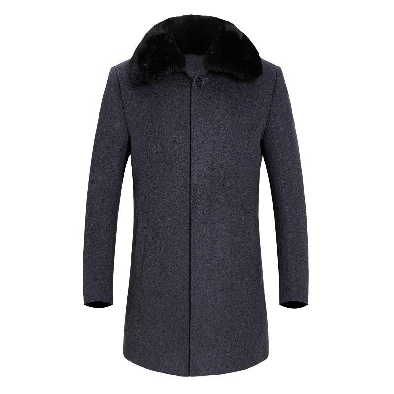 Съемное пуховое пальто с воротником из норки и кролика для мужчин среднего и пожилого возраста с лацканами, шерстяное пальто