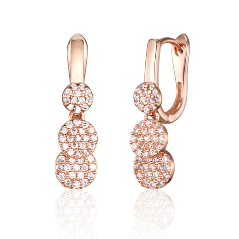 CRANNE Серьги-подвески с круглым камнем 14K GF One-Touch C24EGF206