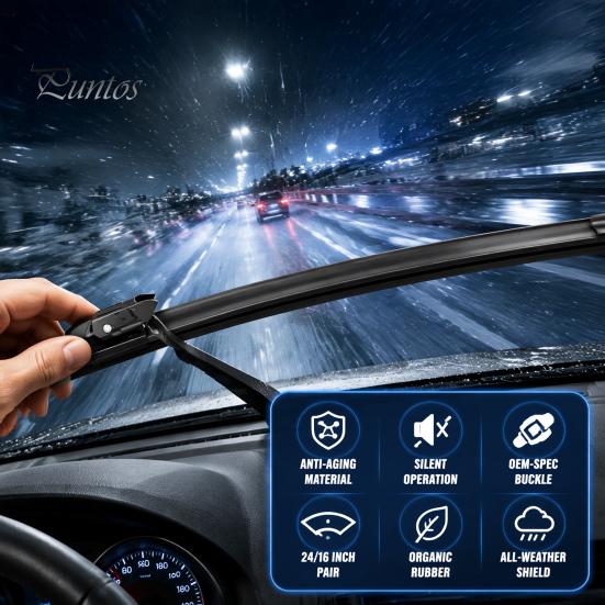 Всепогодные стеклоочистители 2 шт. Лобовое стекло для Dacia Sandero III 2020-2023, 16/24 дюйма, бескаркасные, тихие, прочные, передние стеклоочистители,
