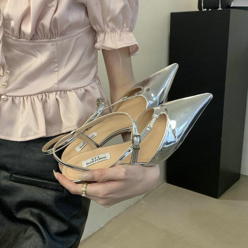 Fashion Heels New Fine Heel Pointy One Line Buckle Sandals Fashion All-Match Bag Head Pointy