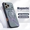 Магнитный Чехол Для Magsafe Для iPhone 17 Pro Max Фиолетовая Орхидея Цветочный Узор Покрытие С Ощущением Кожи Для iPhone 16 15 14 13 Pro Max