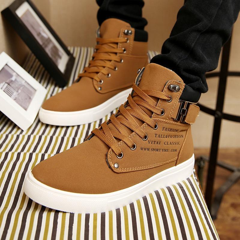 Fashion Men's Casual Shoes Fashion High-Top Sneakers for Men Korean Version Street Skate Shoes Retro Lace Up Platform Ankle Boots Botas