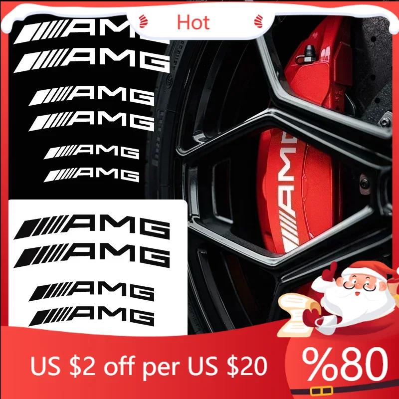 EVW5   C200 For Mercedes-Benz 6pcs Car Styling Car Brake Caliper Stickers For AMG Mercedes Benz W204 W124 W201 W202 W212 W220 W205 GLA