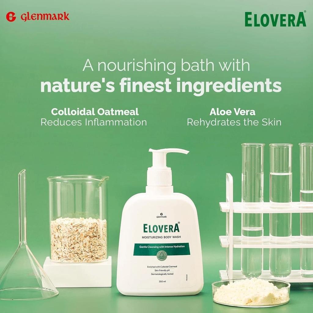 Elovera Body Wash Glenmark 250Ml - Aloe Vera & Vitamin E, Intense Moisturising