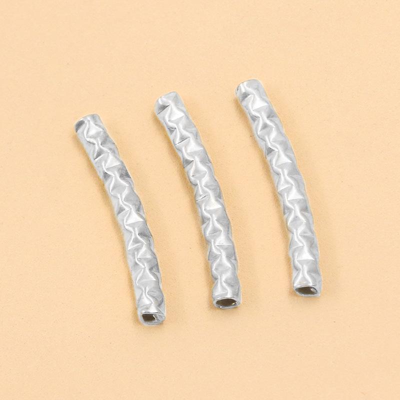 DIY Jewelry Materials: 2-Color Stainless Steel Embossed Bent Tube Beads & Accessories