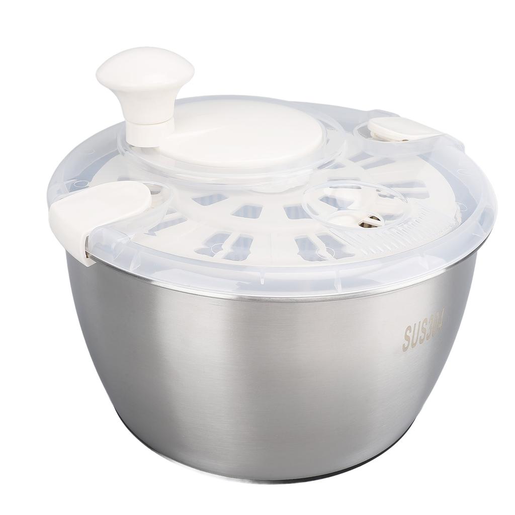 Stainless Steel Salad Spinner 5L Multifunctional Lettuce Spinner Vegetable Dryer with Lid Drain