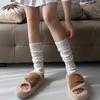 Dark Grey Cable Knit Leg Warmers: Cozy Autumn/Winter Scrunch Socks for Women with Loafers - Solid Color Calf Socks