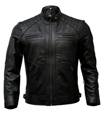 Мужская байкерская кожаная куртка Café Racer, черная, из натуральной кожи, ручная работа
