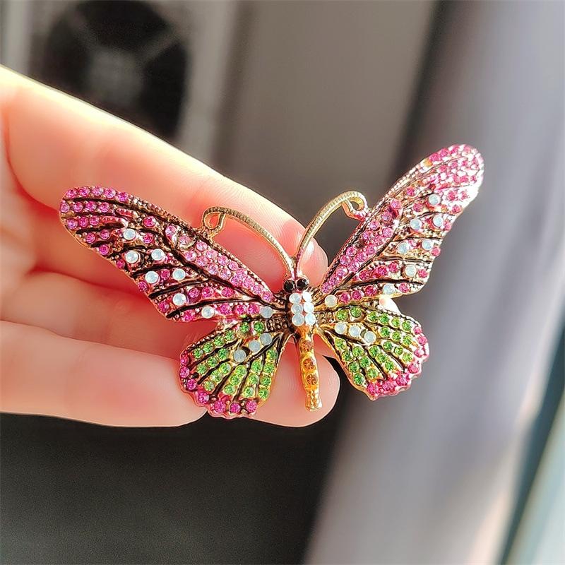 Exaggerated Clothing Alloy Diamond Rhinestone Butterfly Brooch Girl Cute Pin Fashion Popular Brooch Accessories