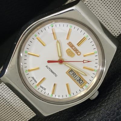 ЯПОНИЯ ВИНТАЖ SEIKO 5 АВТОМАТИЧЕСКИЕ 6349A МУЖСКИЕ ЧАСЫ С ЦИФЕРБЛАТОМ БЕЛОГО ЦВЕТА a702627-1