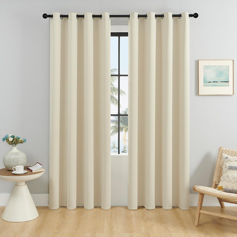 Solid Colour Curtains Living Room Bedroom Full Blackout Sunscreen High Precision Perforated Blackout Modern Minimalist Curtains