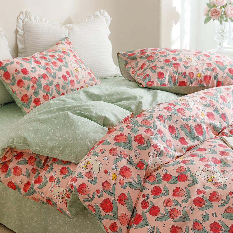 Ins стиль, чистый хлопок, четыре предмета, студенческая общежития, кровать, наволочка, пододеяльник, простыня, комплект из трех предметов