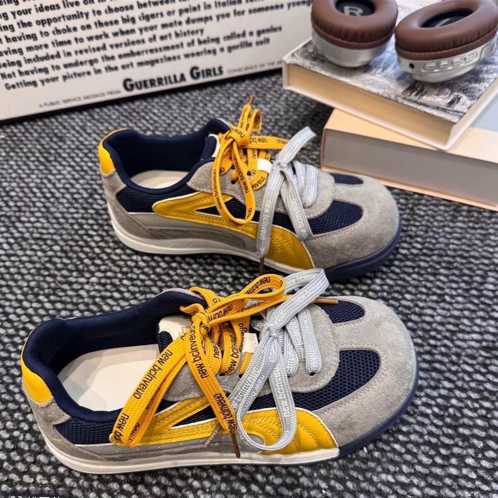 2025 ранняя осень немецкие тренировочные туфли ретро легкие мягкая подошва маленькие спортивные туфли пара шнурков толстая подошва дышащая сетка женские туфли