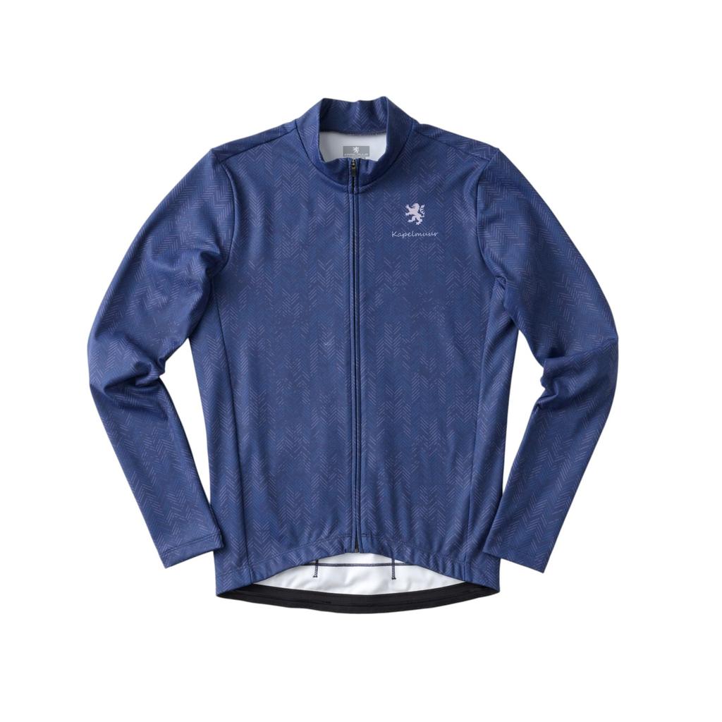 Kapelmuur Cycling Long Sleeve Jersey Warm Fade Navy Blue (10-15°C), Herringbone,