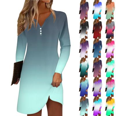 Женская мода повседневное платье с воротником с лацканами и длинными рукавами с принтом и ремнями