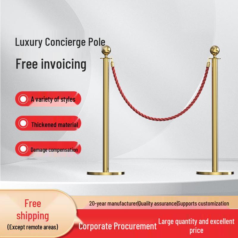 VIP Concierge Stanchion: 1m Stainless Steel Pole with Lanyard for Queuing and Welcome Barriers