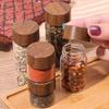 6PCS Food Grade Wooden Lid Mini Glass Bottles Transparent Mini Tea Bottle Small Spice Jars  Travel