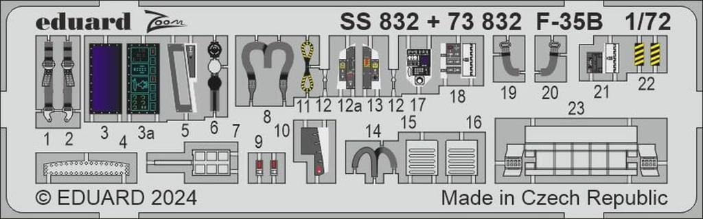 eduard Lockheed Martin Lightning 2 Parts Plastic Model Parts EDU73832 1/72 F-35B Photo-etched (for Tamiya)