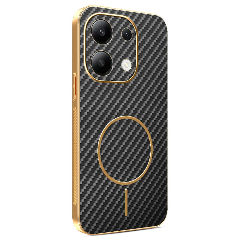 For Xiaomi Redmi Note 13 4G Phone Case Carbon Fiber Textured Electroplated TPU Back Cover