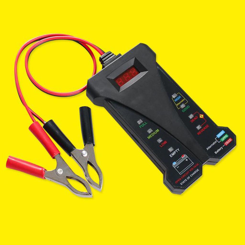 Digital Battery Detectors Reliable Alternator Tester LCD Display LED Indicator Batter Meter for Car & Quick Readout